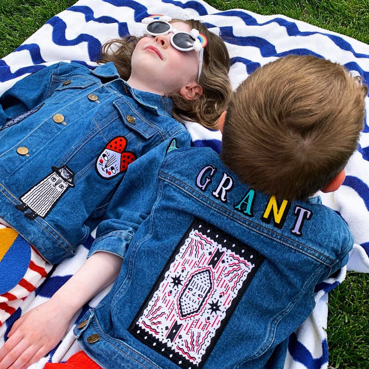 Roxy Marj x Patchy Tiger: children in customised denim jackets with illustrated patches